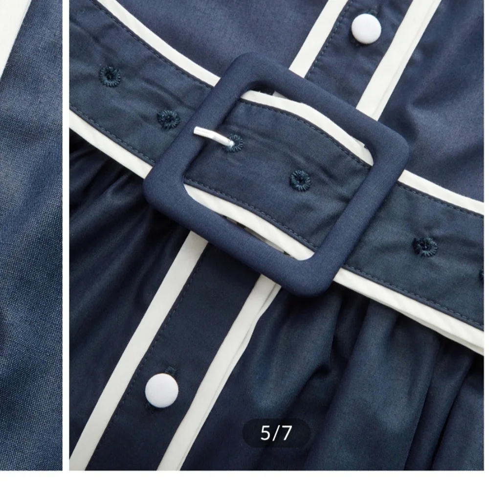 Commense Navy and White Midi Dress - Picture 5 of 6